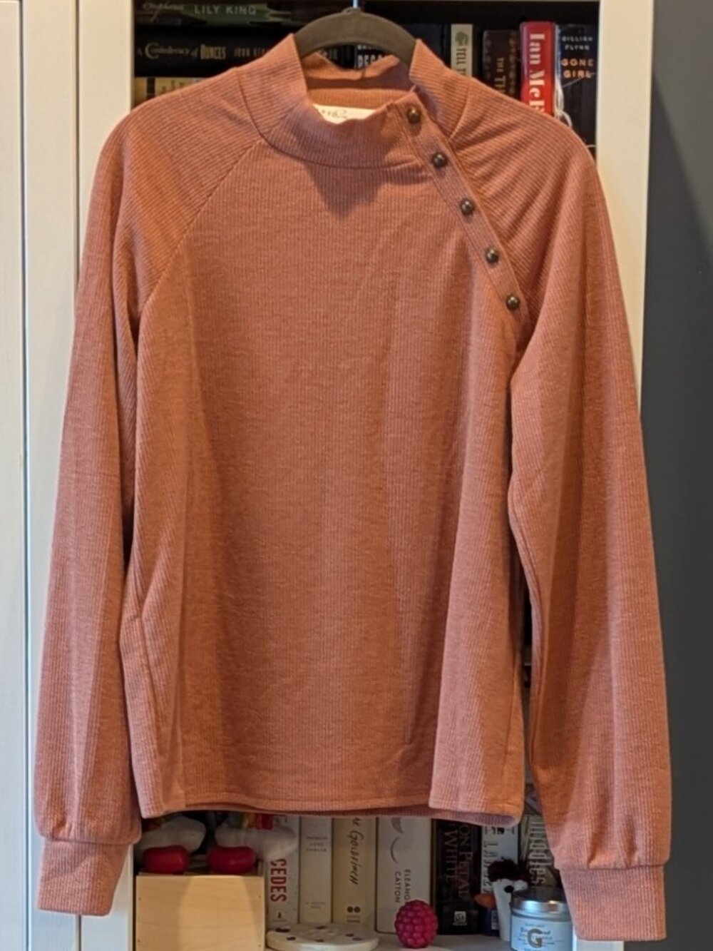 Button Detail Mockneck Sweater / Size M
